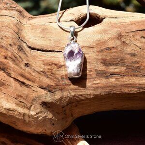 Sterling Silver Amethyst Coffin Pendant – 925 Silver, Bezel Setting